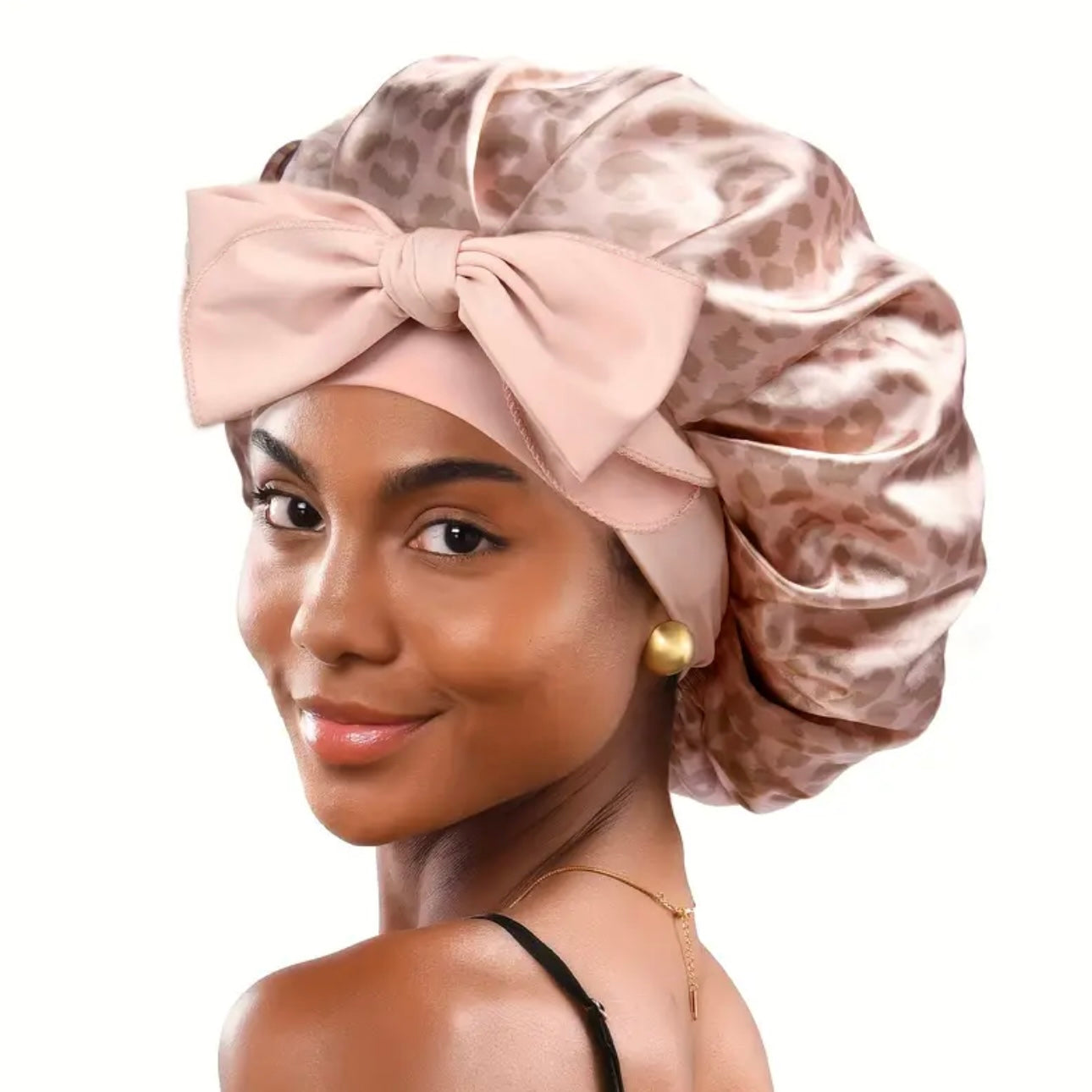 Zenora Ellitina Leopard Print Satin Sleep Cap