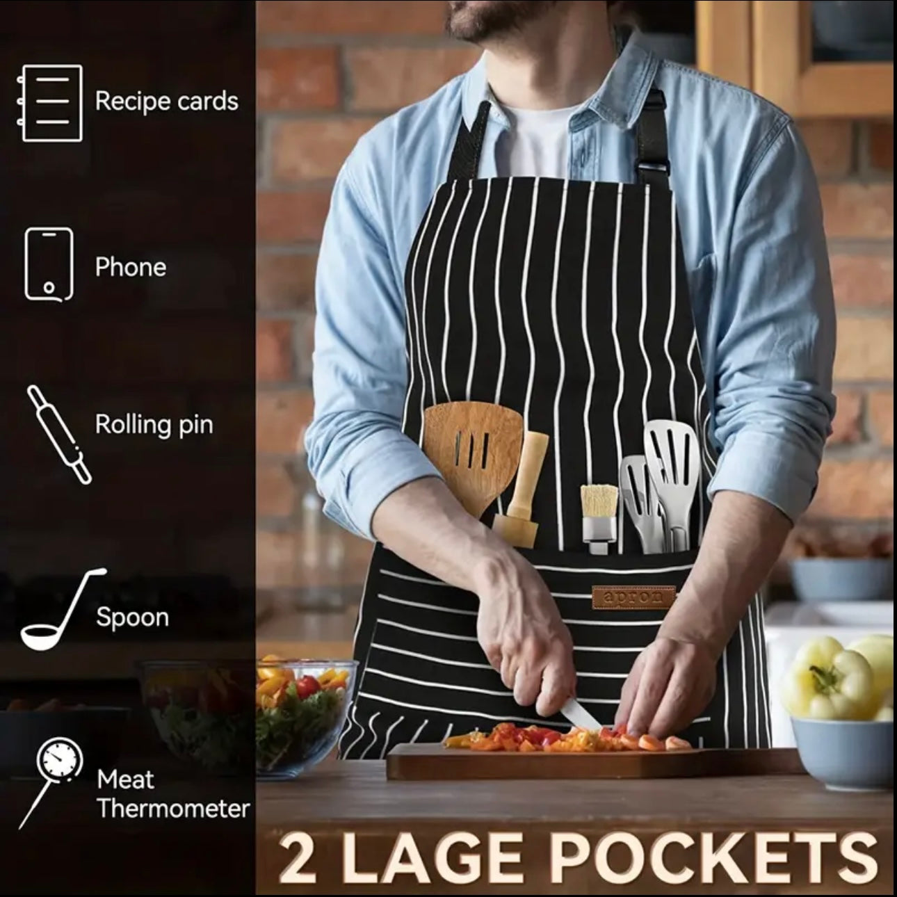 Zenora 2-Piece Heavy Duty Kitchen Chef Apron Set