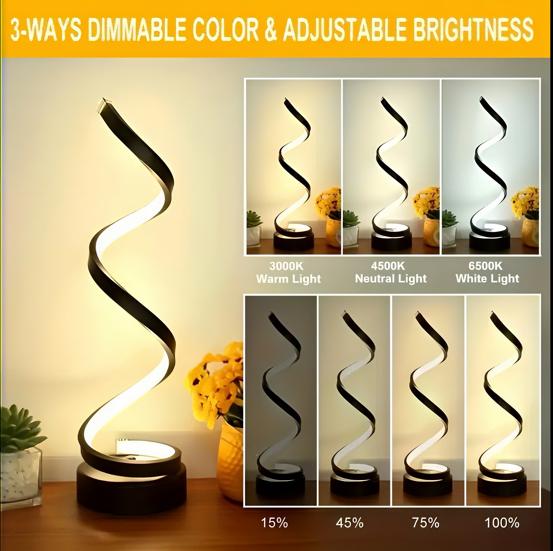 Zenora 2pcs Modern Spiral LED Table Lamps