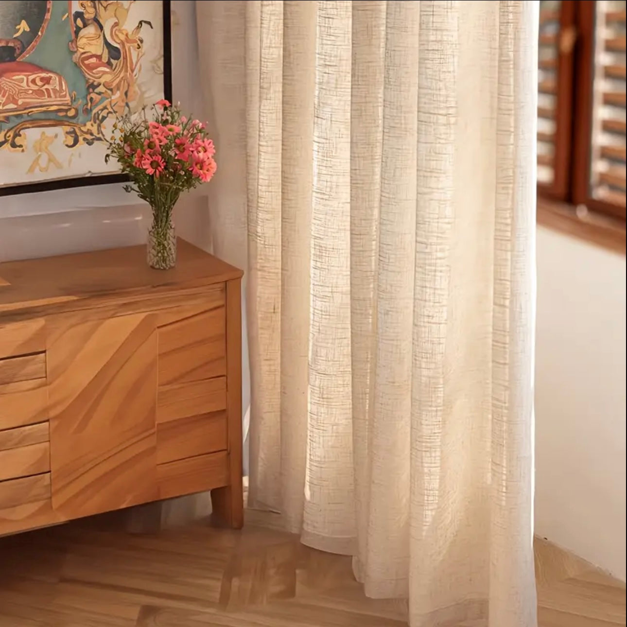 Zenora Japanese-Style Imitation Linen Window Screen Set