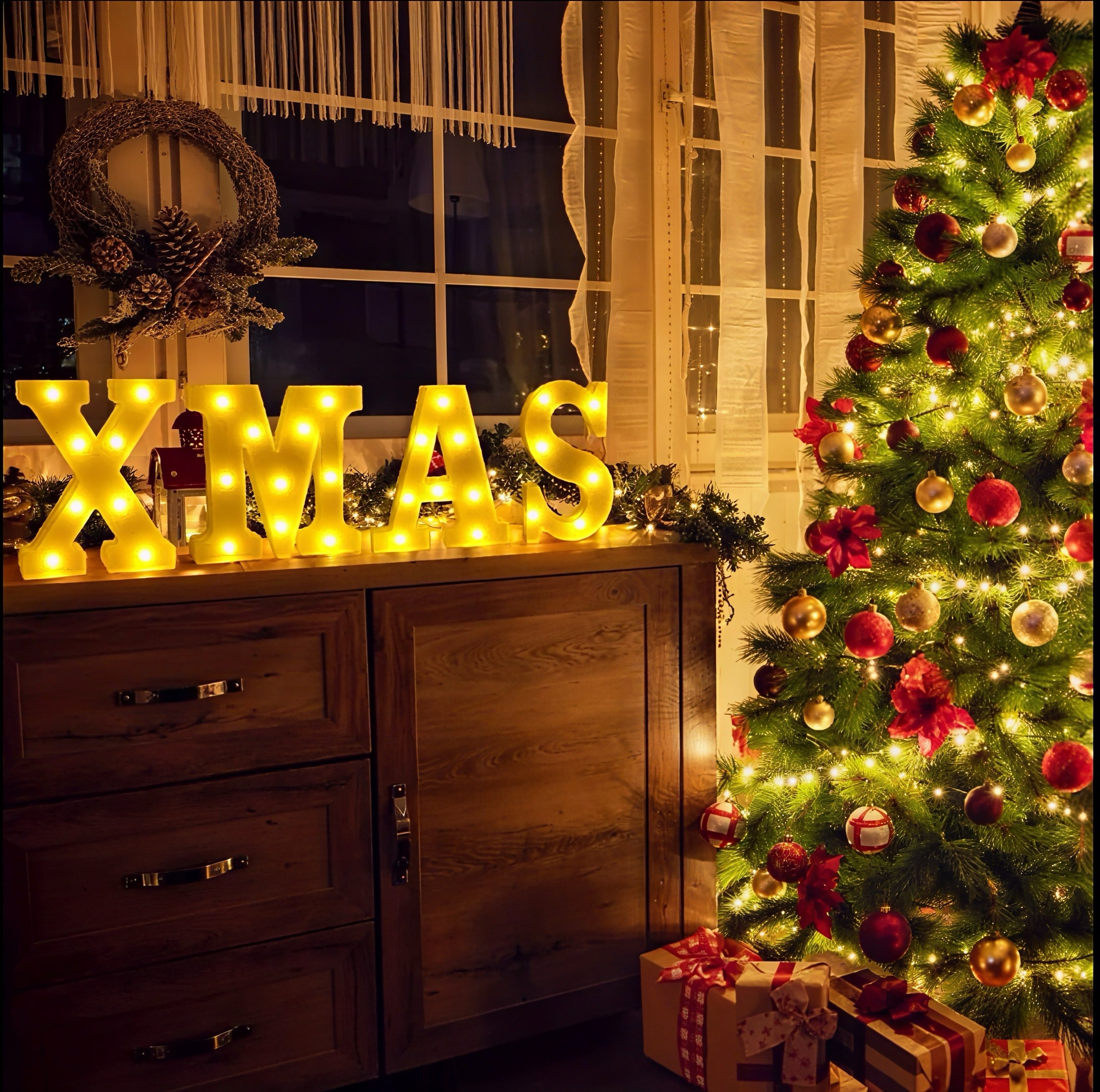 Zenora 4pcs Festive LED XMAS Letter Signs