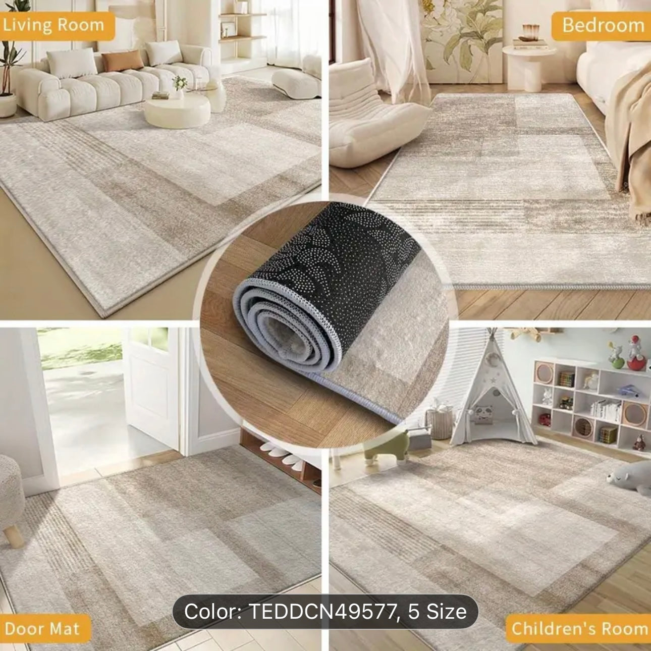 Zenora Velvet Floral Washable Modern Mat