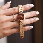 AURA SQUARE Golden-Tone Women’s Quartz Watch