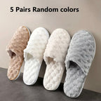 Zenora 5 Pairs Plush Series Indoor Slippers Set