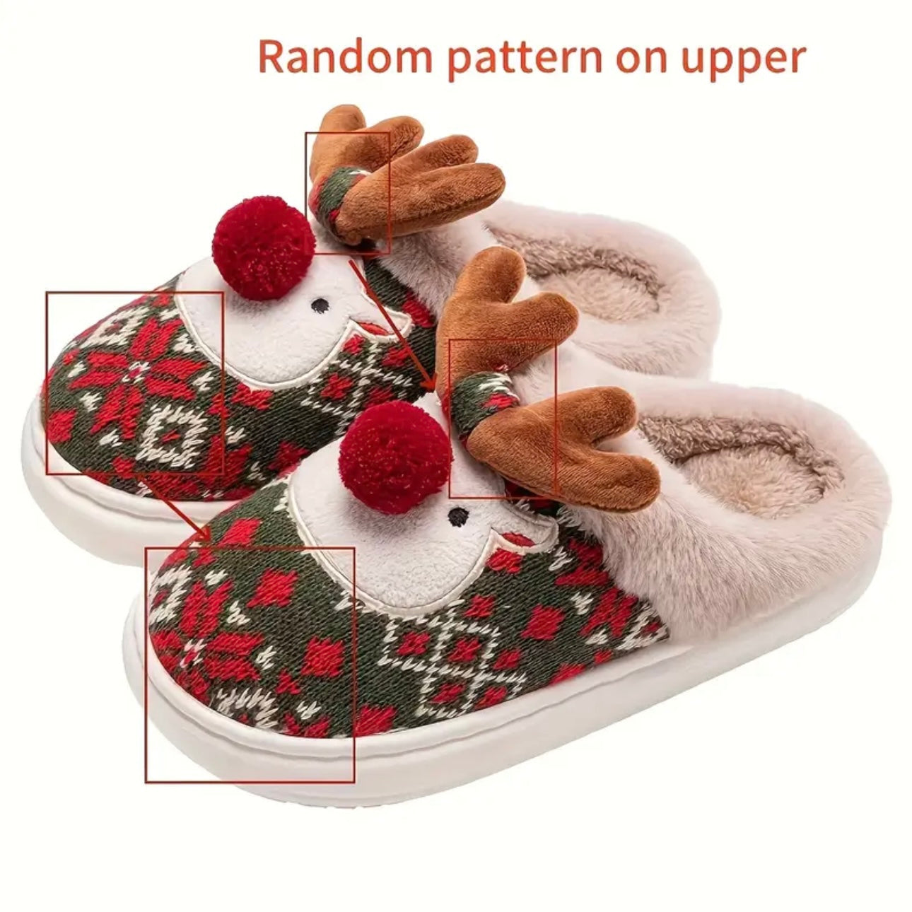 Zenora Cozy Christmas Reindeer Plush Slippers