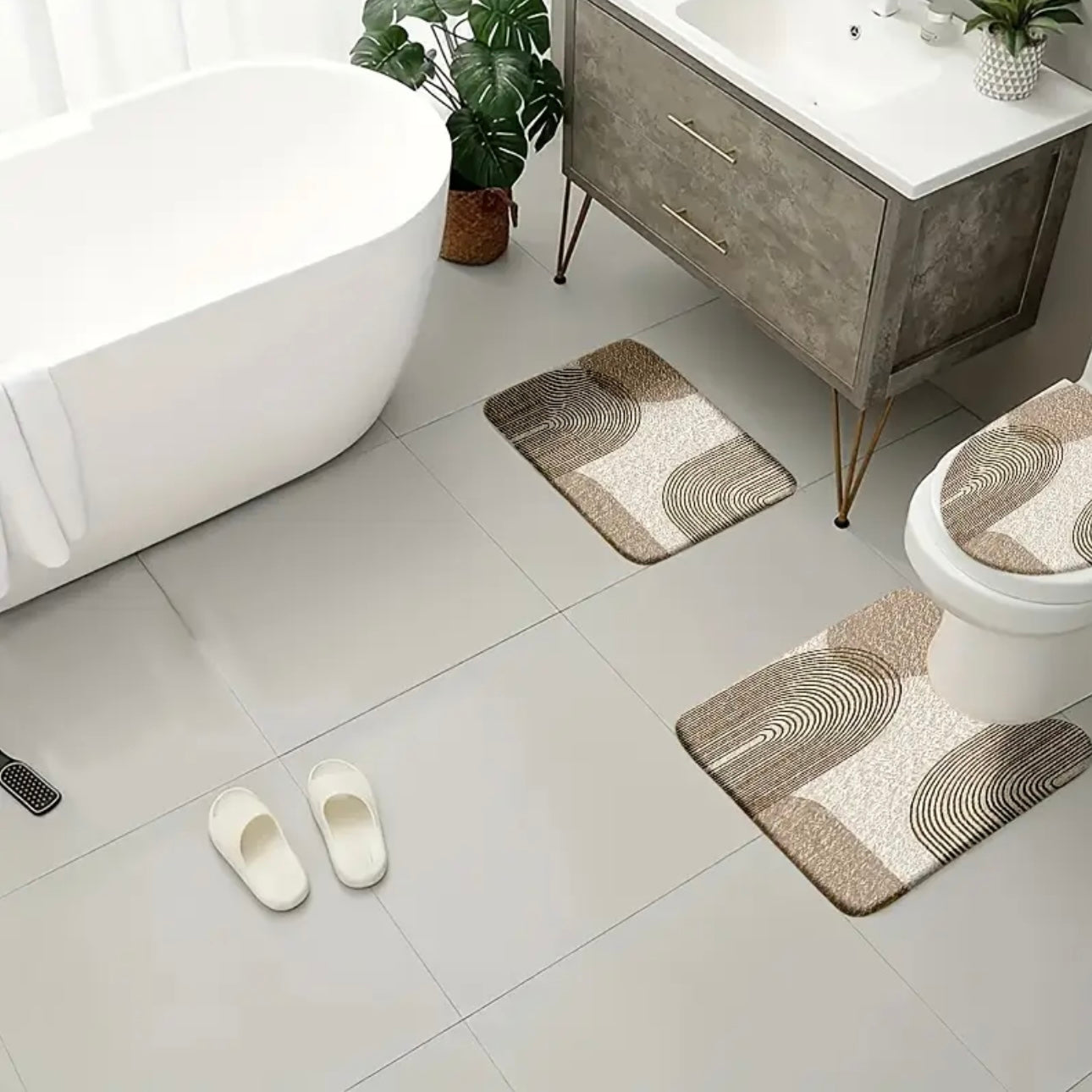 Zenora 4-Piece Modern Minimalist Bathroom Mat Set