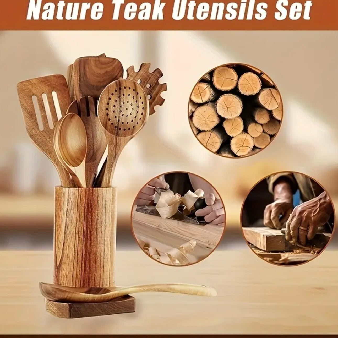 Zenora 9-Piece Wooden Cooking Utensil Set