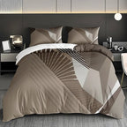 Zenora 2/3-Piece Retro Minimalist Brown Stripe Bedding Set