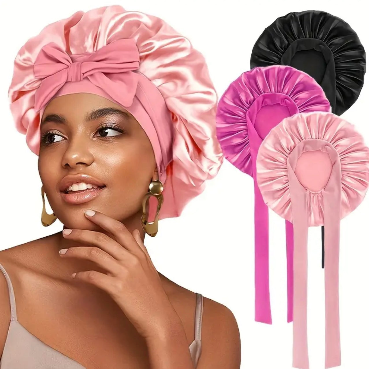 Zenora 3-Piece Colorful Elastic Sleep Cap Set