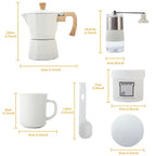 Zenora Hand-Crank Coffee Grinder & Moka Pot Set