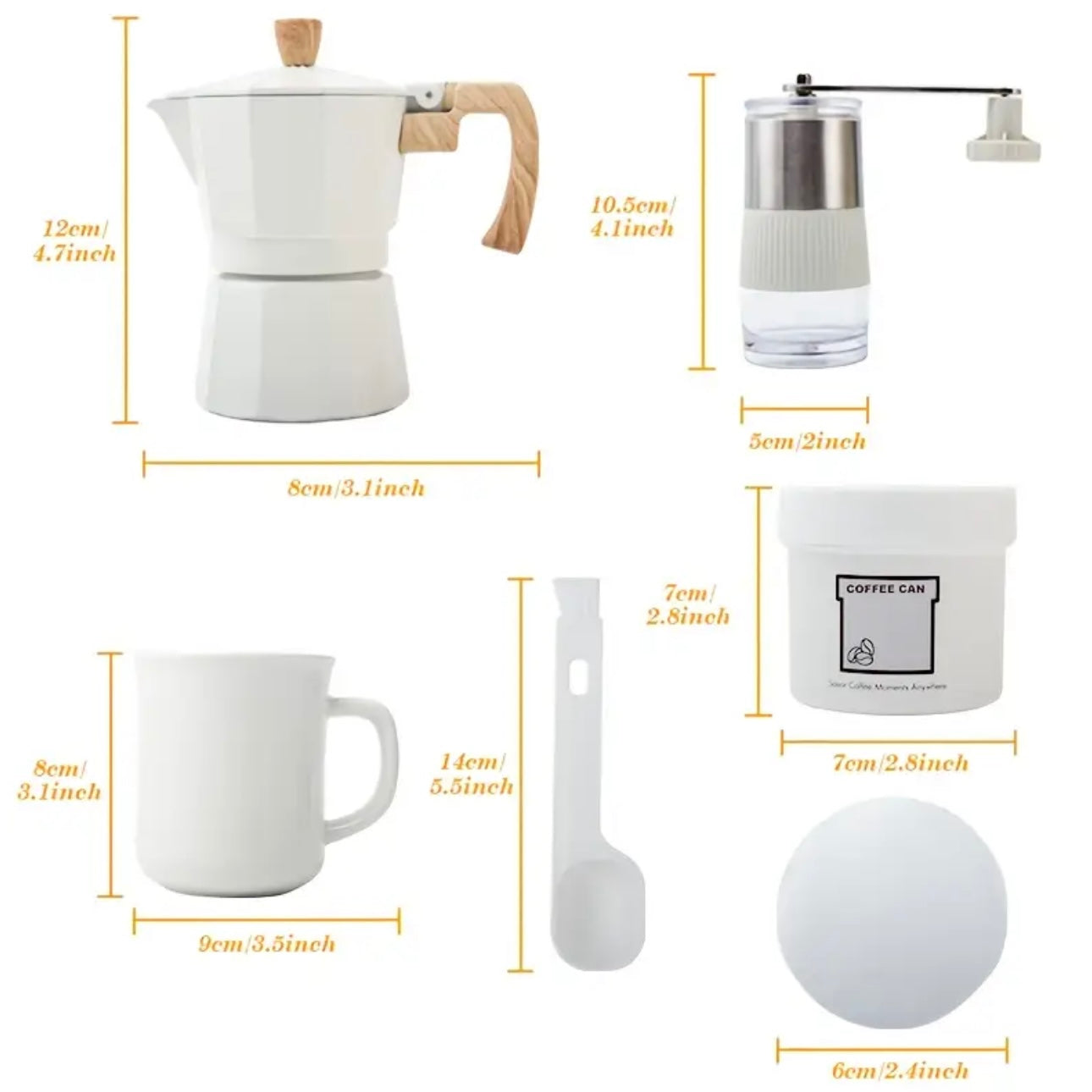 Zenora Hand-Crank Coffee Grinder & Moka Pot Set