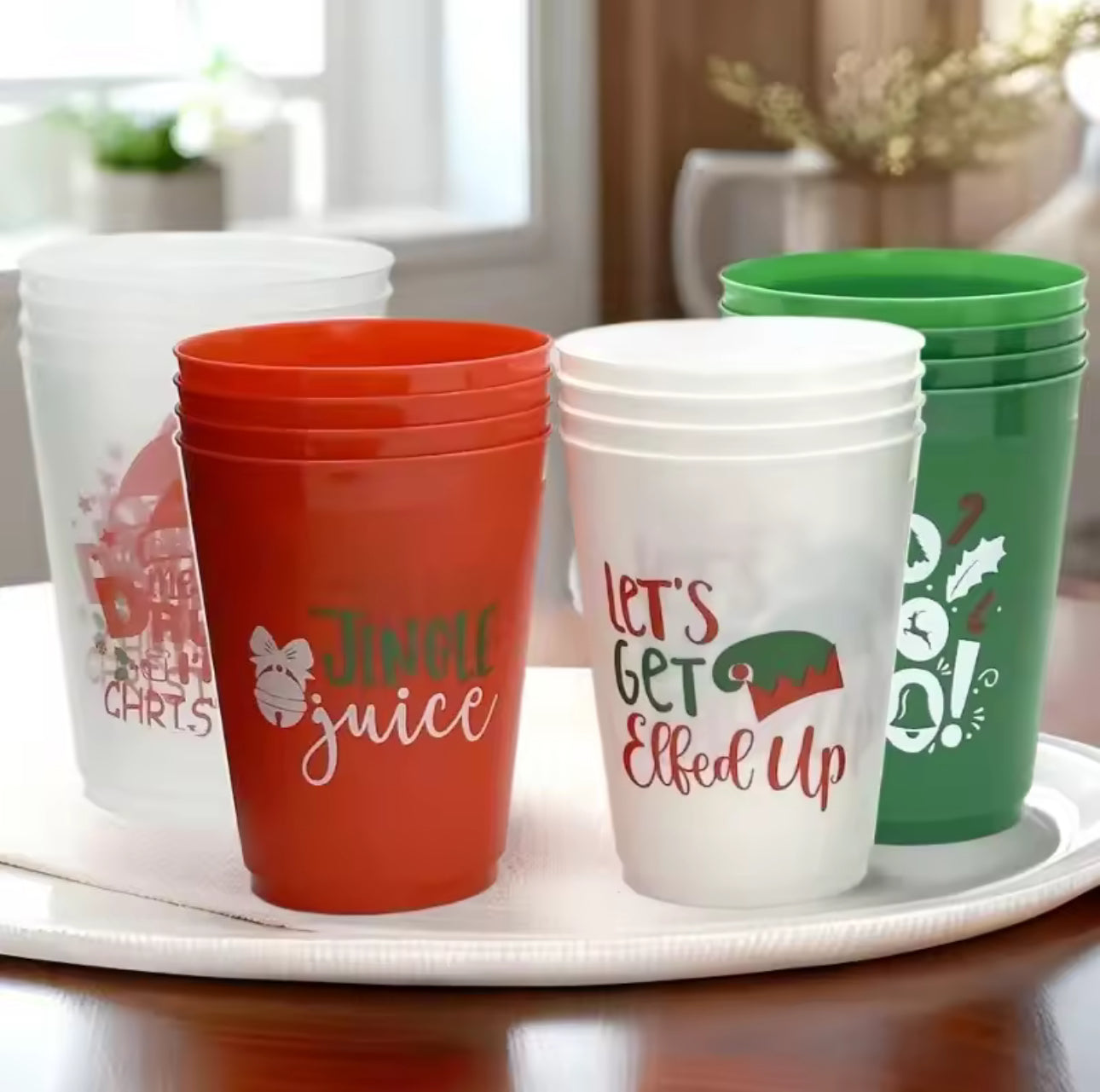 Zenora 12/20PCS Four-Letter Design Plastic Christmas Cups