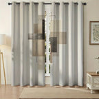 Zenora 2D Flat Abstract Geometric Velvet-Feel Curtain Set