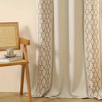 Zenora Luxury Double Rhombus Embroidered Blackout Curtain Set
