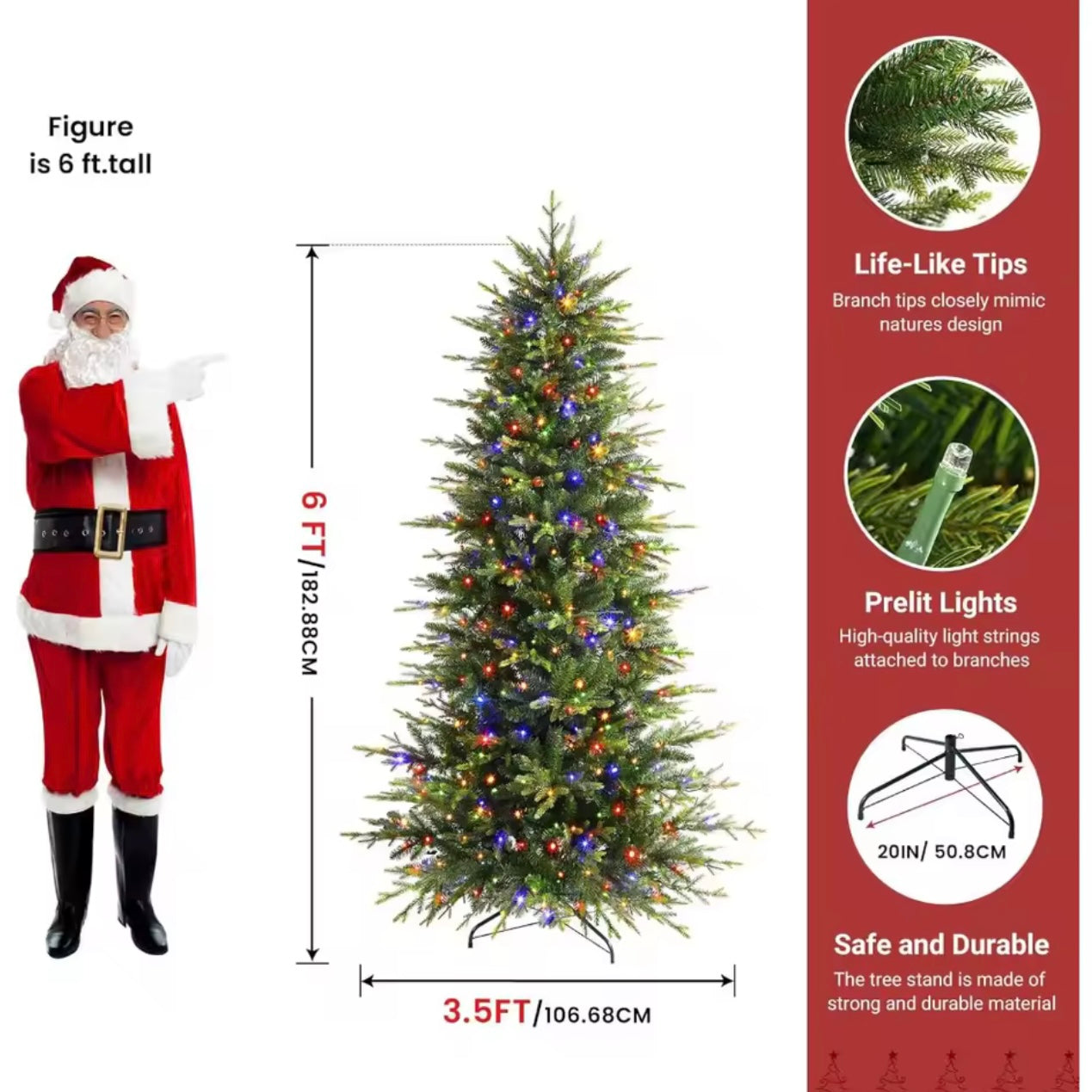 Zenora 6.5FT Pre-Lit Aspen Noble Fir Artificial Christmas Tree