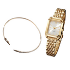 Éclat Duo 2-Piece Luxury Square Women’s Watch & Leaf Bracelet Set