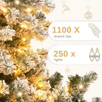 Zenora 6FT Pre-Lit Snow Flocked Christmas Tree