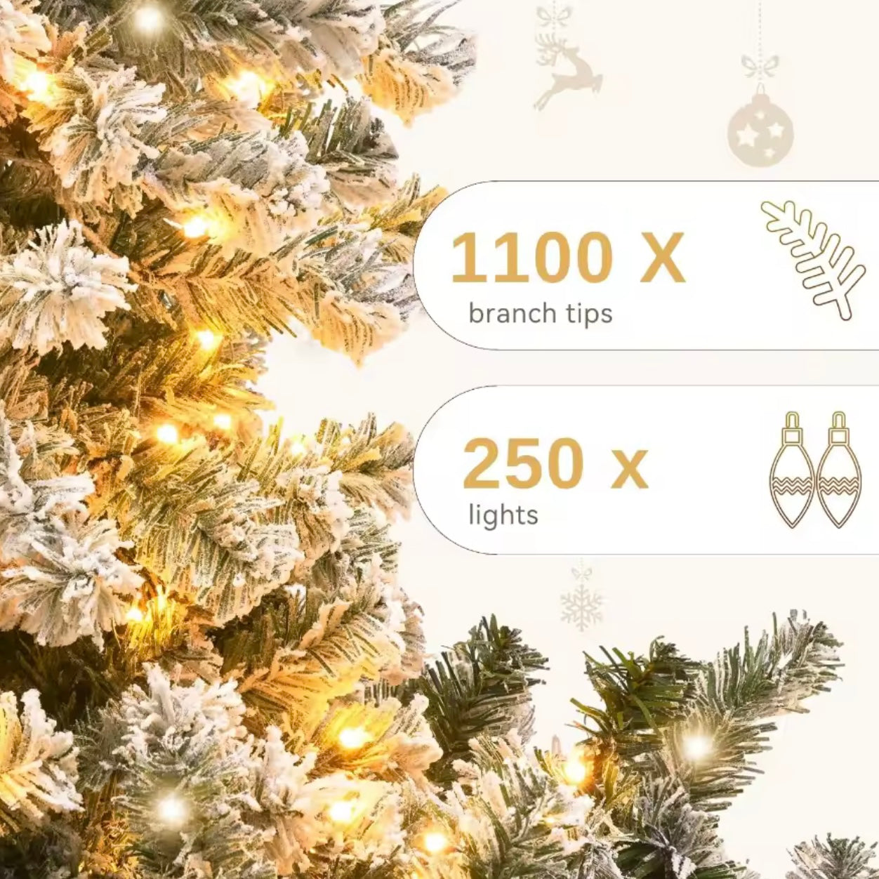 Zenora 6FT Pre-Lit Snow Flocked Christmas Tree