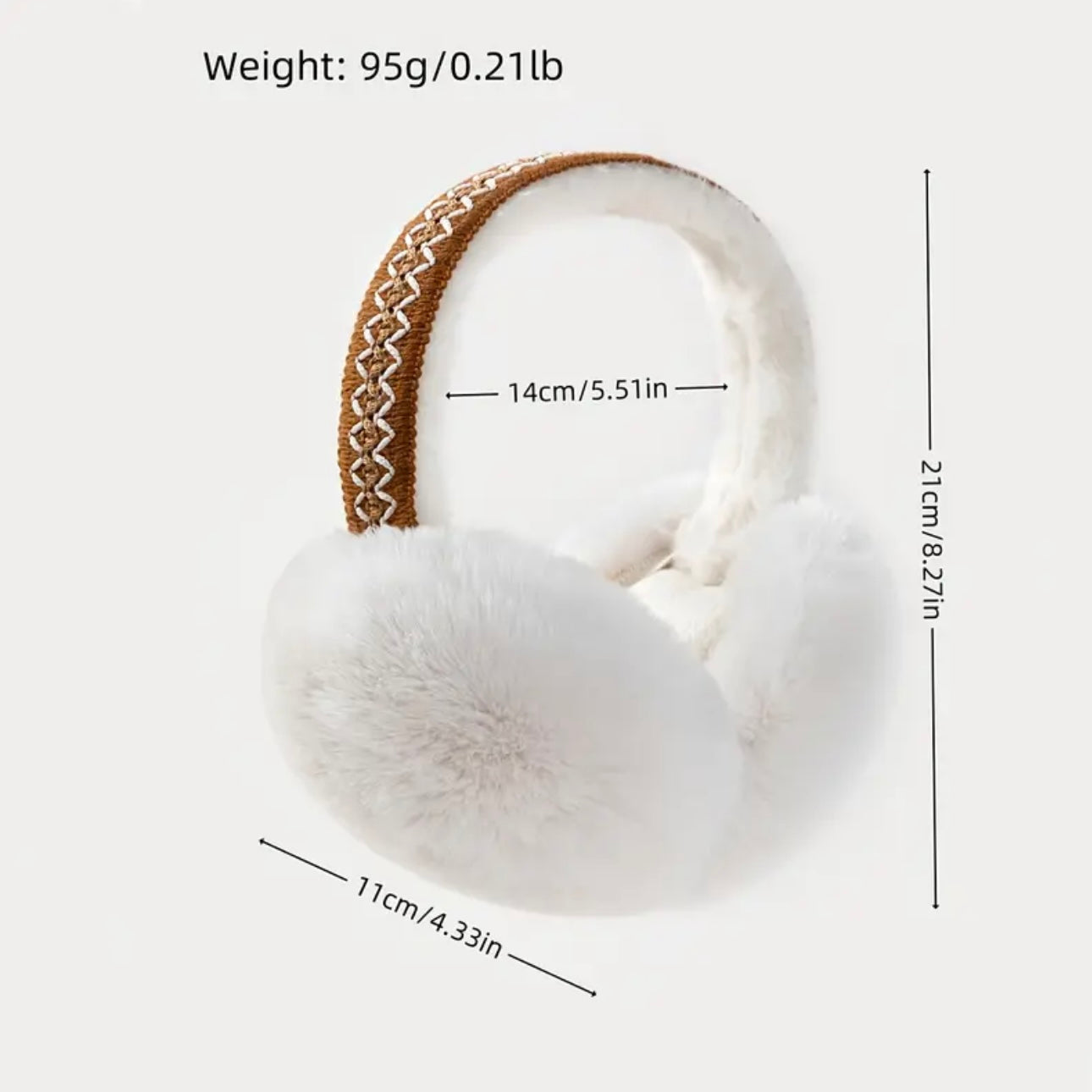 Men’s Ethnic Style Woven Rattan & Rabbit Fur Foldable Ear Muffs