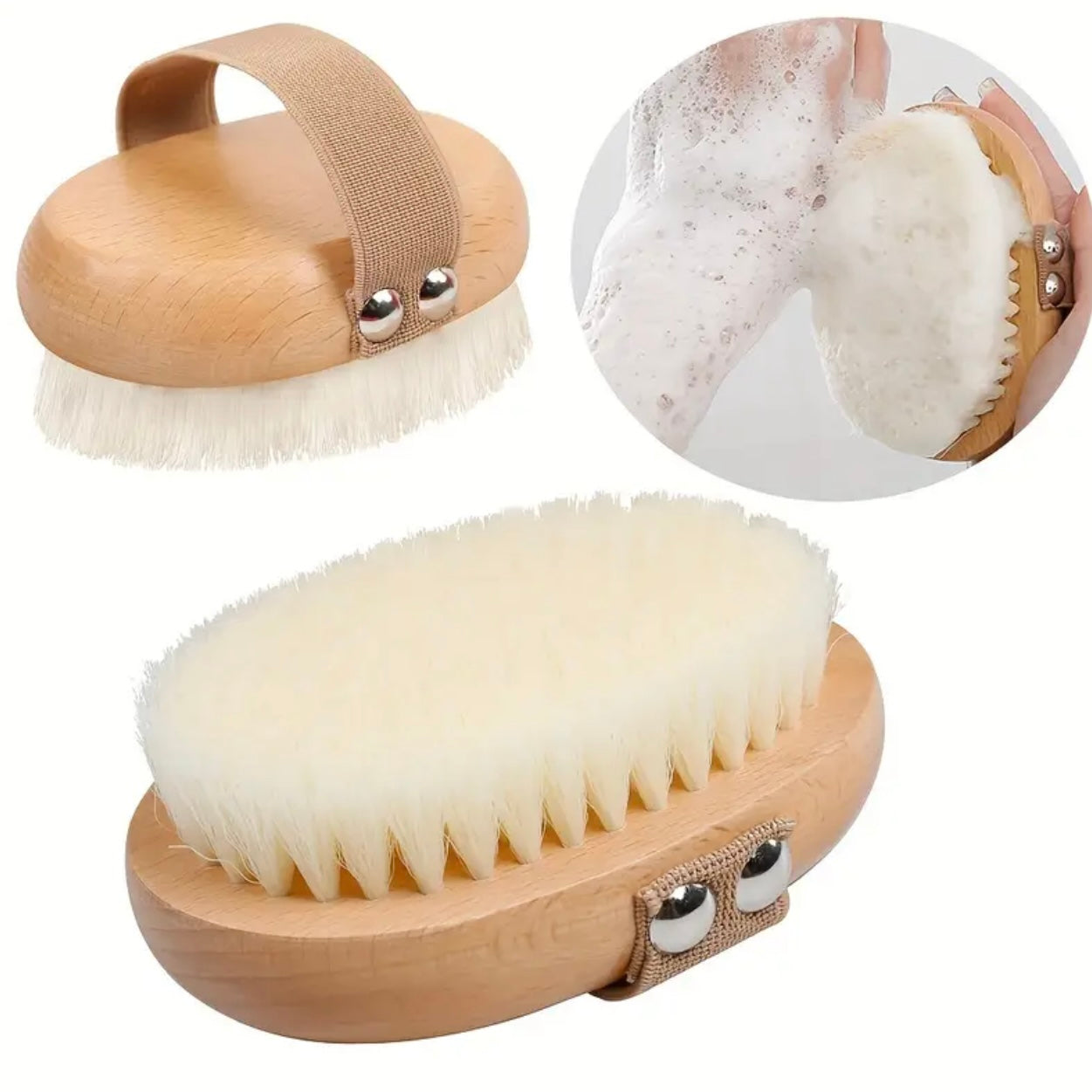 Zenora 2pcs Natural Wooden Bath Brush Set