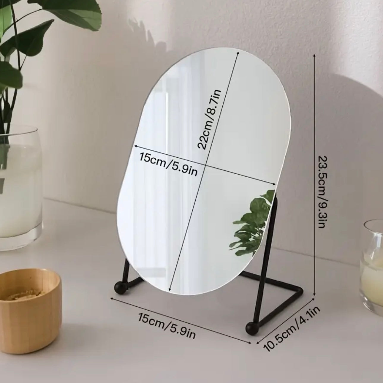 Zenora Frameless HD Irregular Oval Makeup Mirror