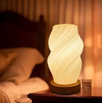 Zenora Retro Bedside Vase Lamp with Wooden Base