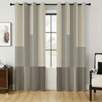 Zenora Contemporary Gray & White Vertical Stripe Curtain Set