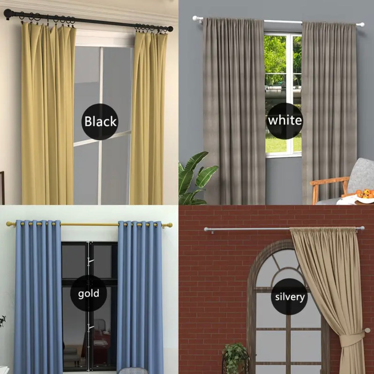 Zenora Adjustable Curtain Rod Bracket Set with Decorative Small Ball Finials