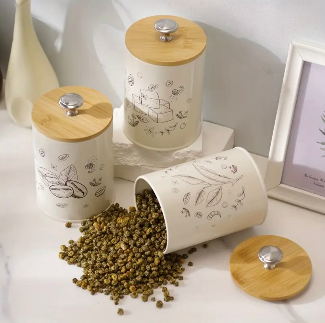 Zenora 3-Piece Bamboo Storage Jar Set