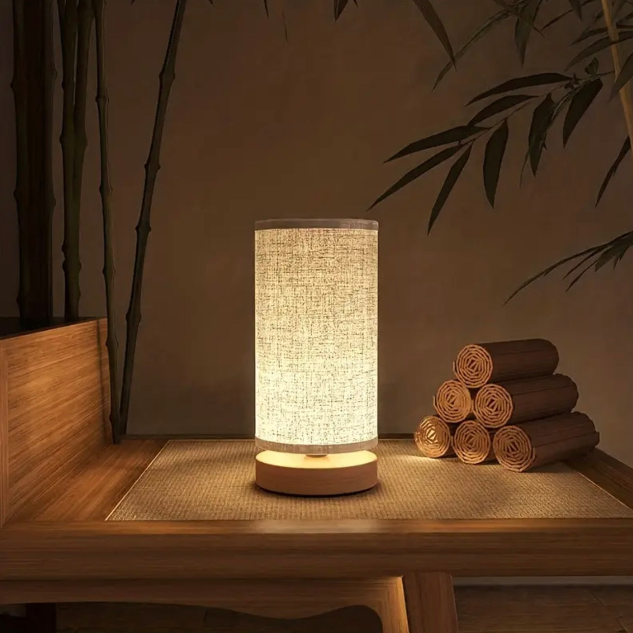 Zenora Modern Solid Wood Bedside Table Lamp