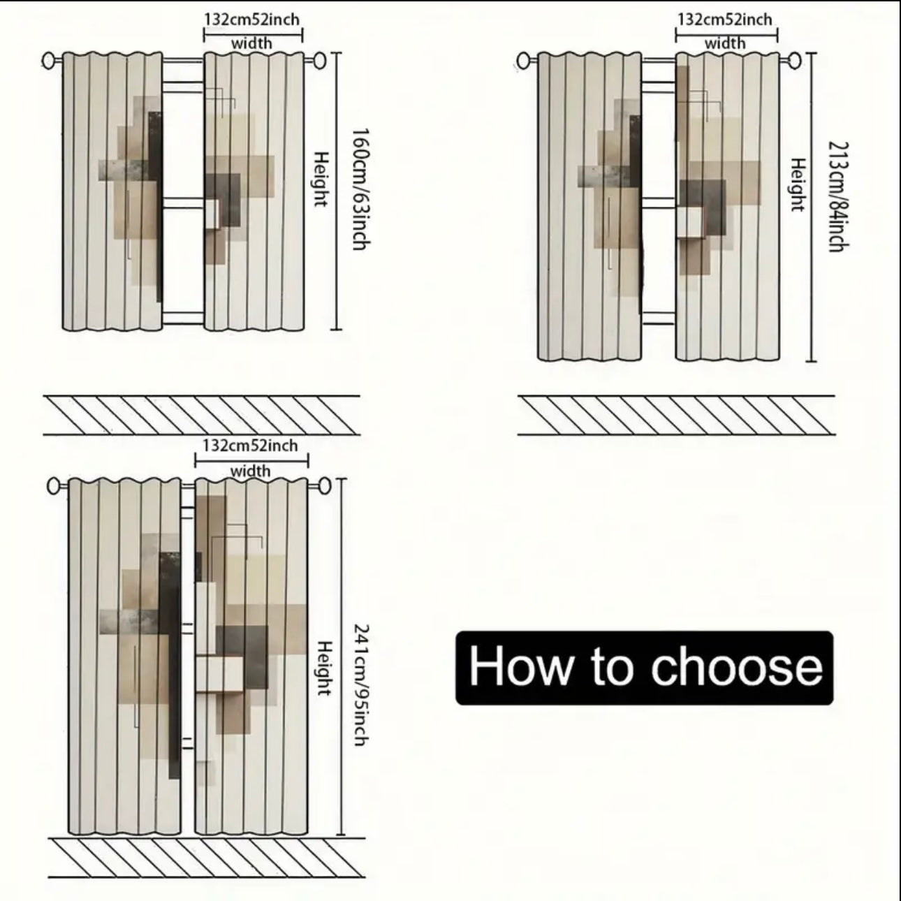 Zenora 2D Flat Abstract Geometric Velvet-Feel Curtain Set