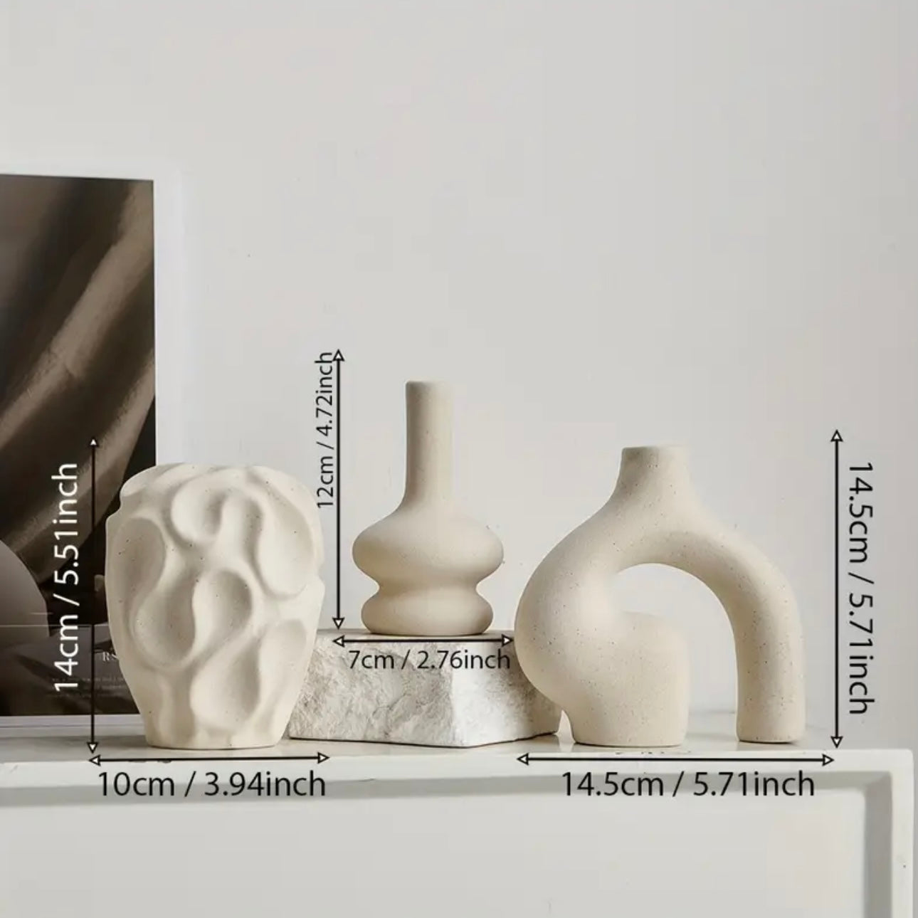 Zenora 3-Piece Modern Boho Ceramic Vase Set