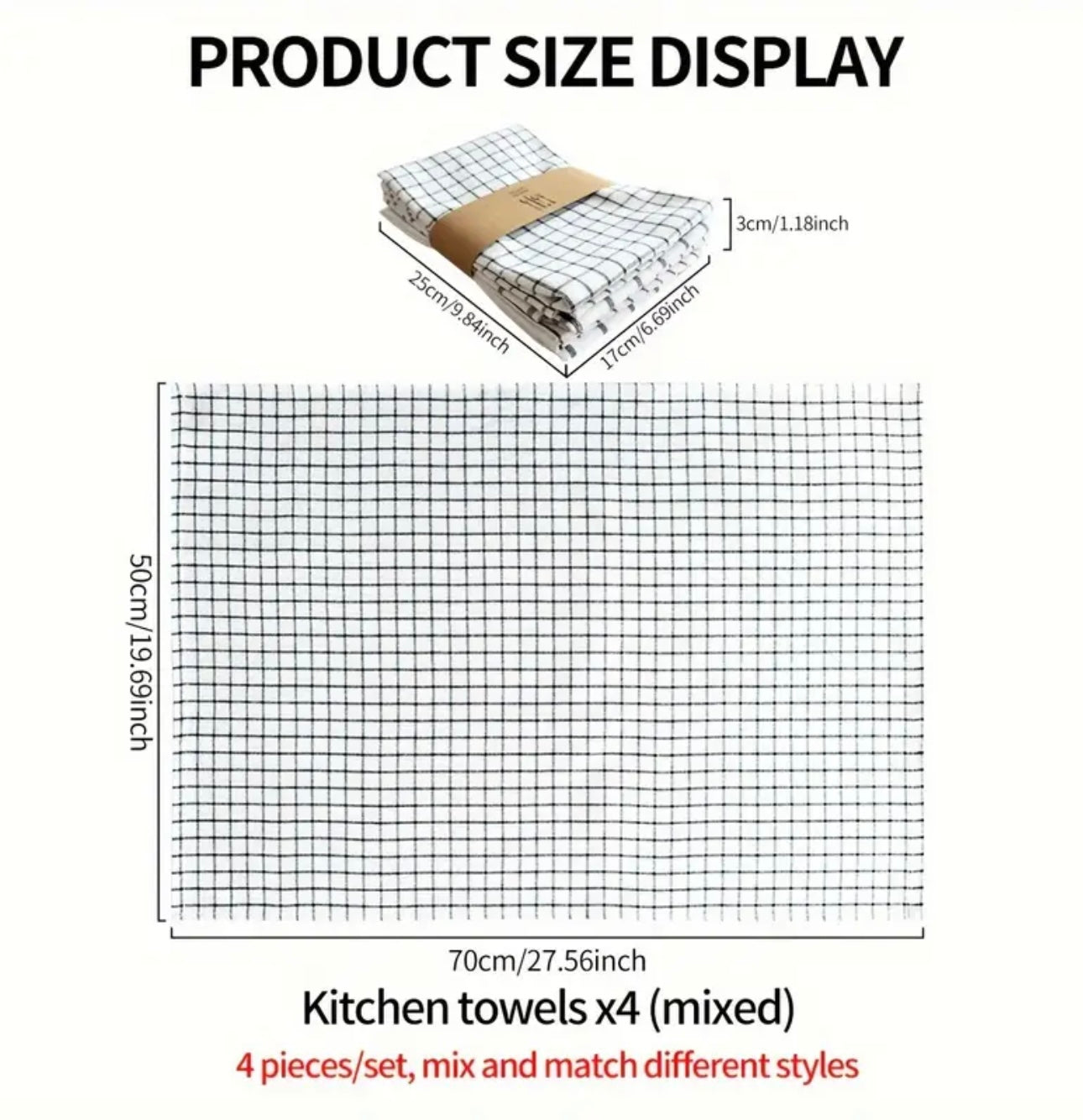 Zenora 4-Piece Black & White Striped Kitchen Towel Set