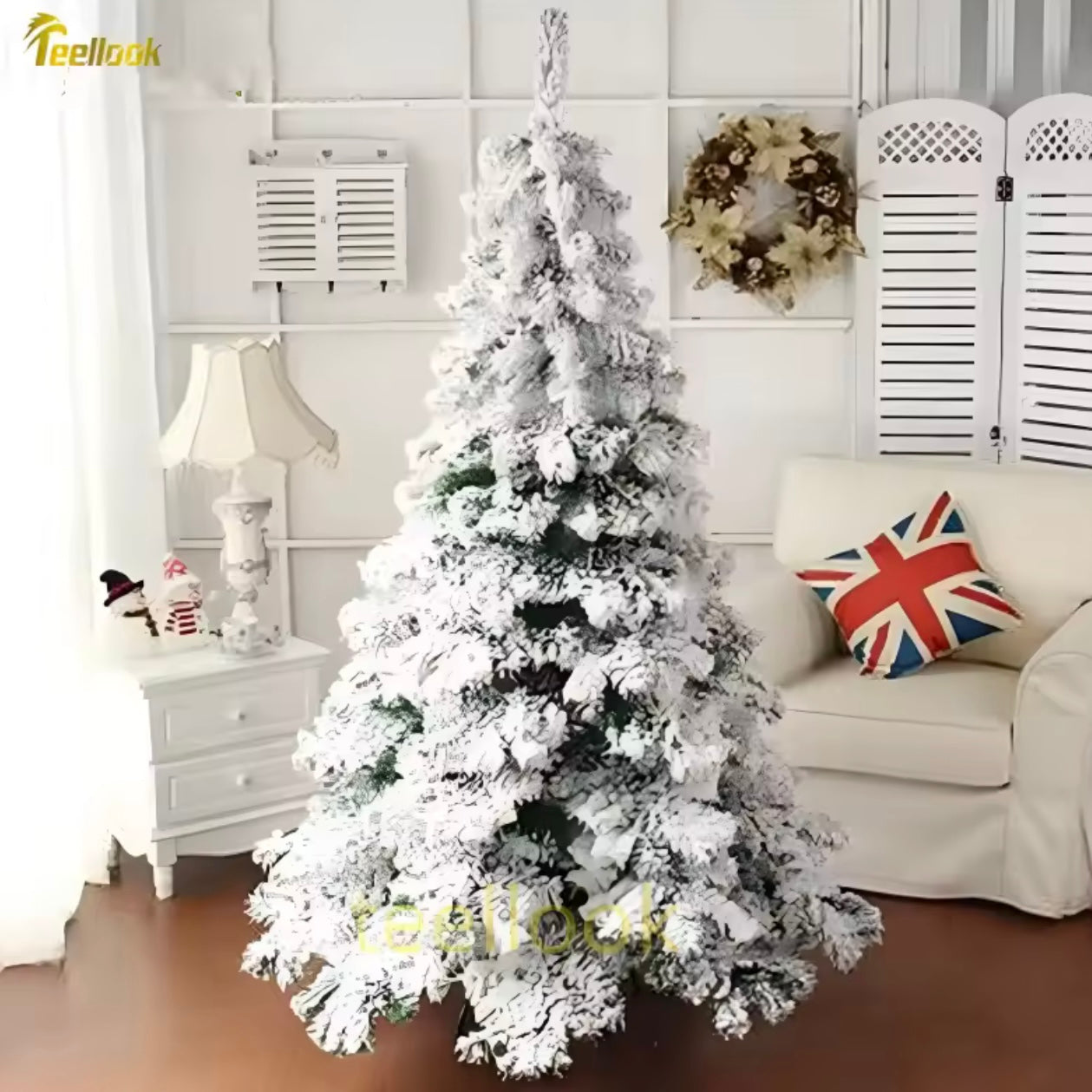 Teellook Snowflake Flocked Encrypted Christmas Tree
