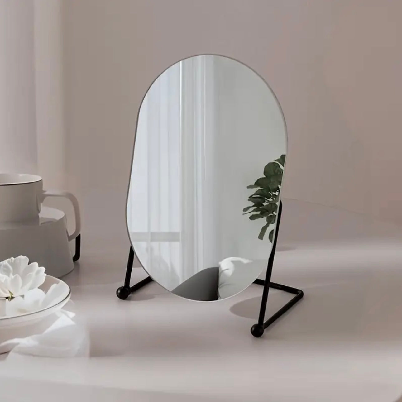 Zenora Frameless HD Irregular Oval Makeup Mirror