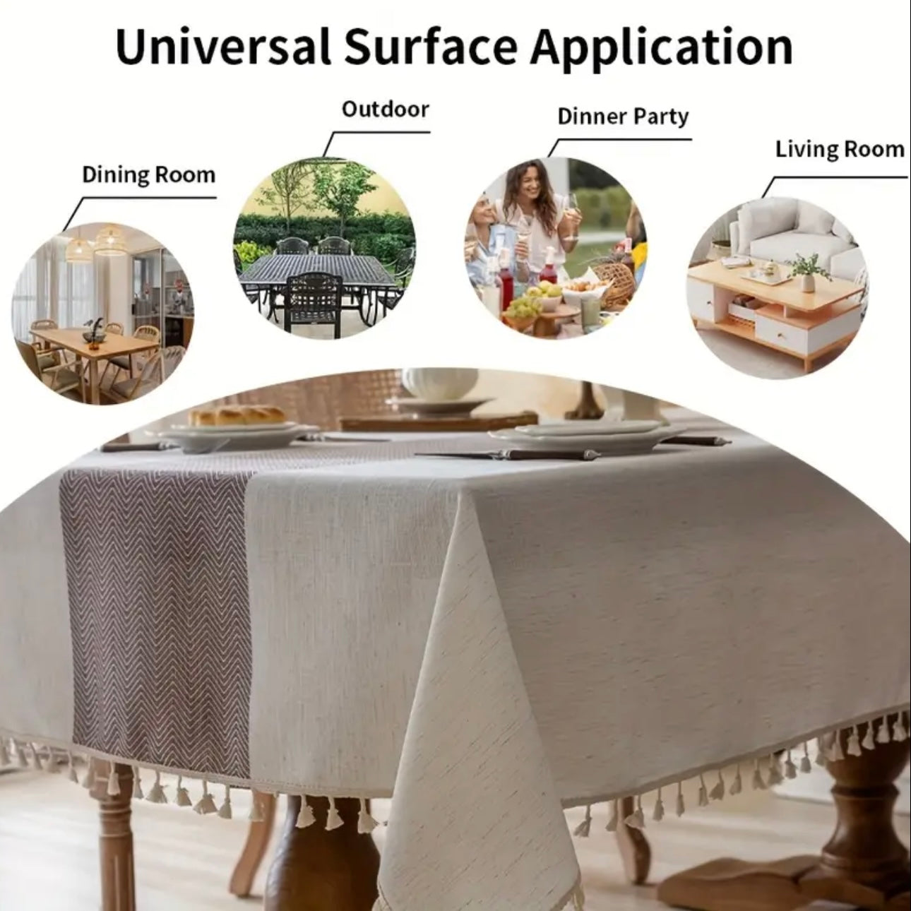 Zenora Bohemian Ruffled Rectangular Tablecloth