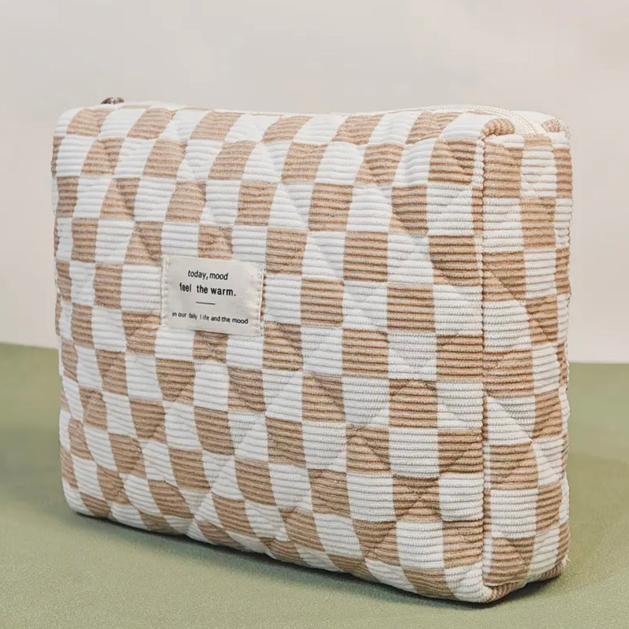 Zenora 3-Piece Quilted & Checkered Makeup Bag Set