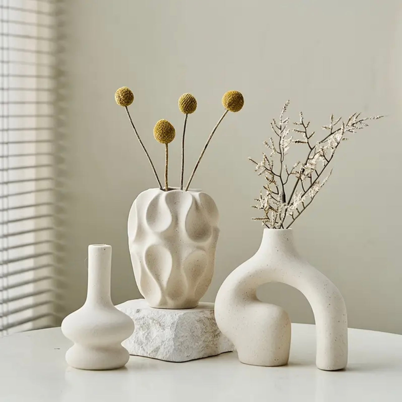Zenora 3-Piece Modern Boho Ceramic Vase Set