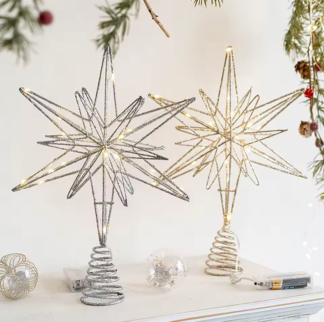Zenora Christmas Tree Topper Star with LED String Lights