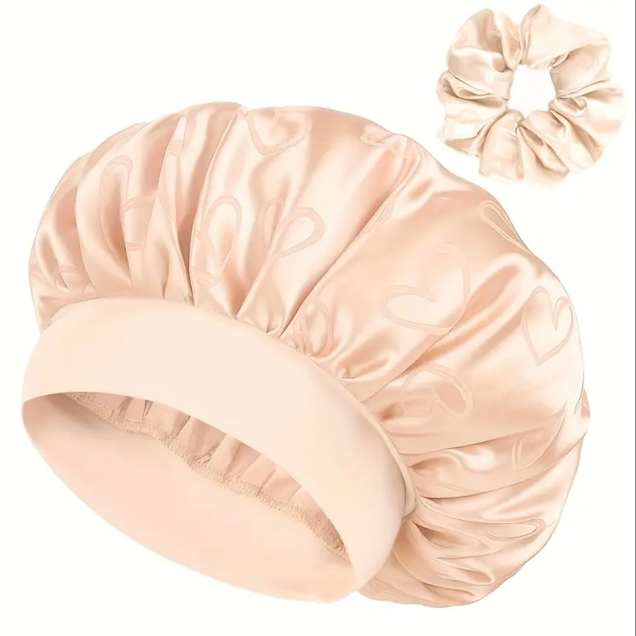 ELLITINA 2-Piece Satin Sleep Bonnet & Matching Scrunchie Set