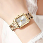 Éclat Duo 2-Piece Luxury Square Women’s Watch & Leaf Bracelet Set