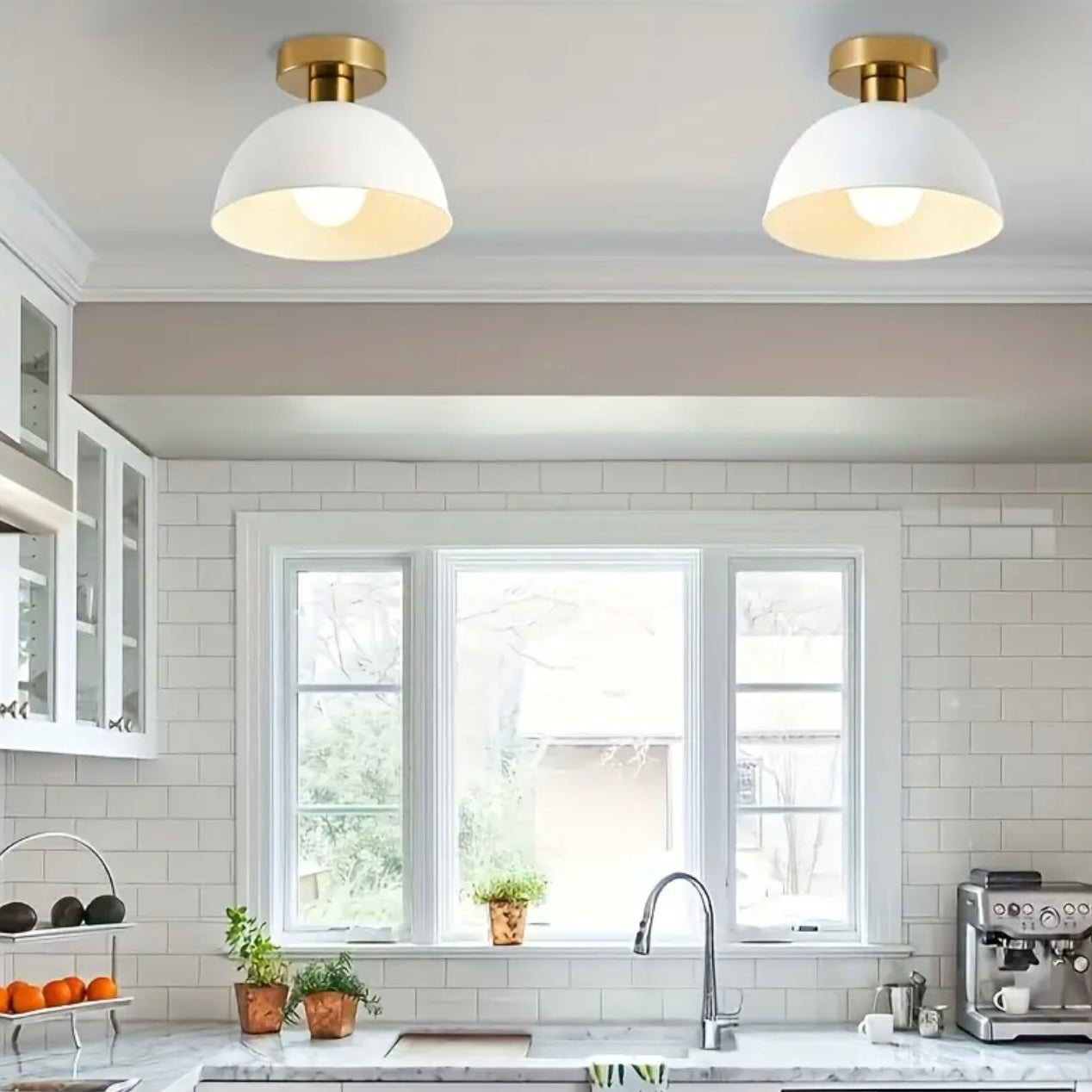 Modern Nordic White & Gold Ceiling Light Fixture