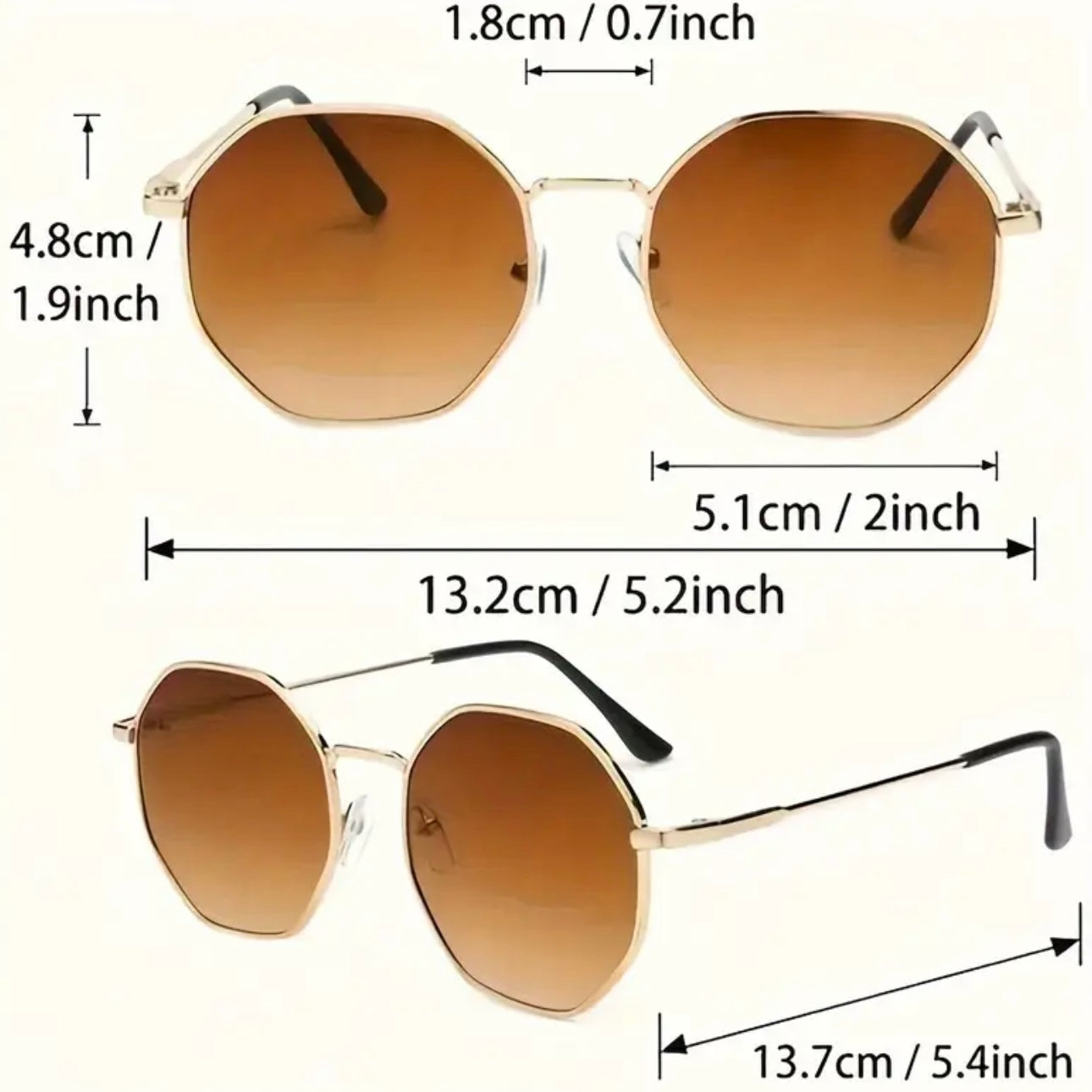 3-pair set of polygonal metal frame fashion glasses