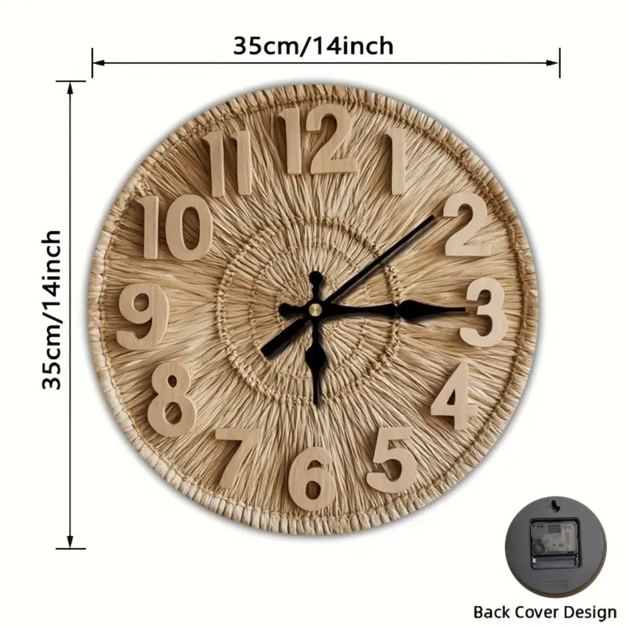 Zenora Rustic Wicker-Look Wall Clock