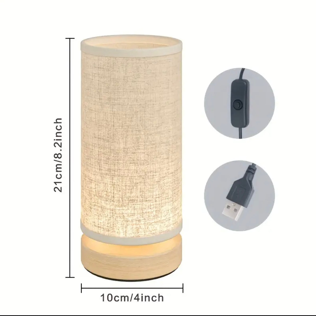 Zenora Modern Solid Wood Bedside Table Lamp