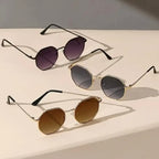 3-pair set of polygonal metal frame fashion glasses