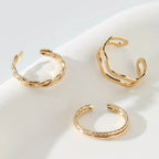 3-Piece Golden Toe Ring Set — Minimal Intertwined Design