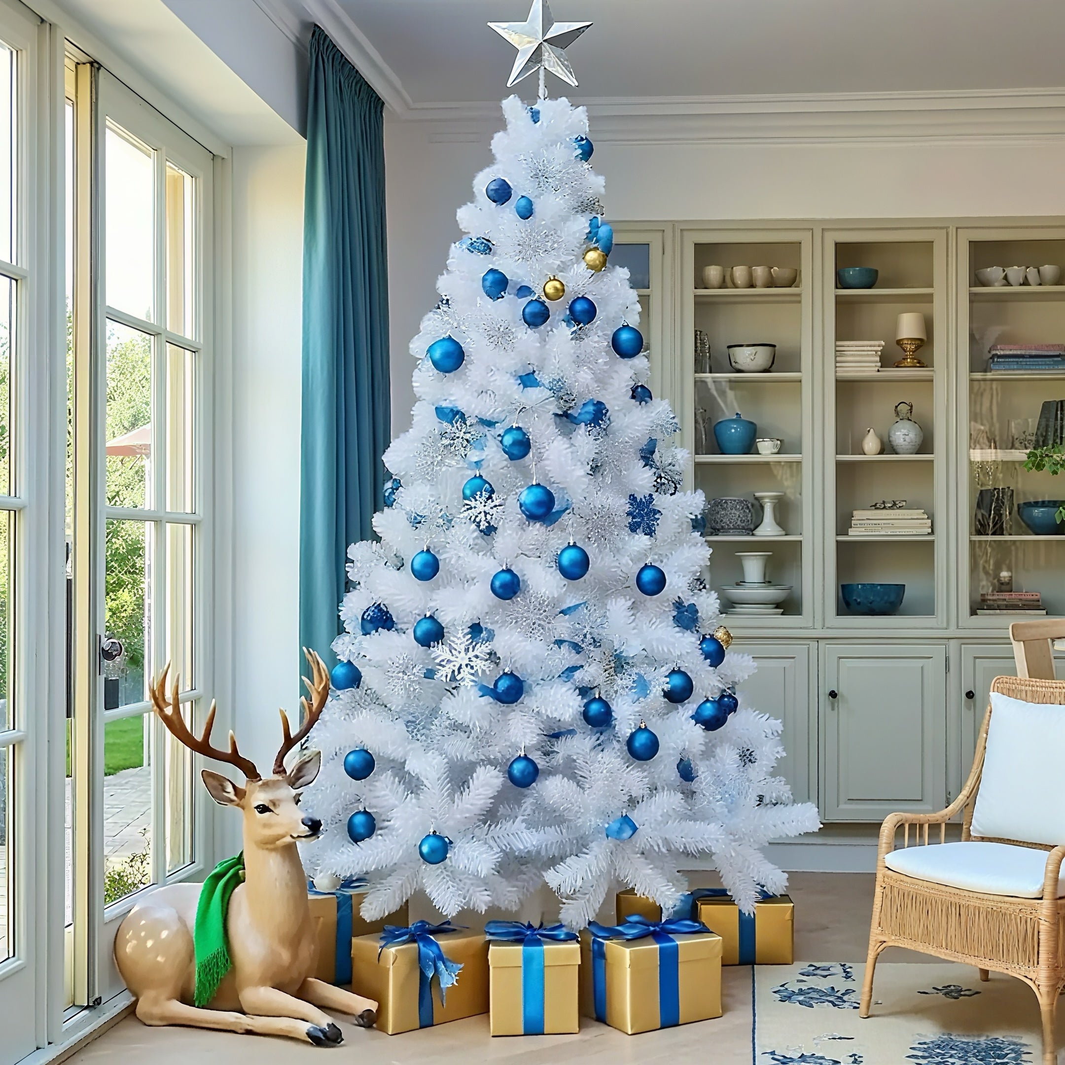 Zenora White Artificial Christmas Tree with Metal Stand