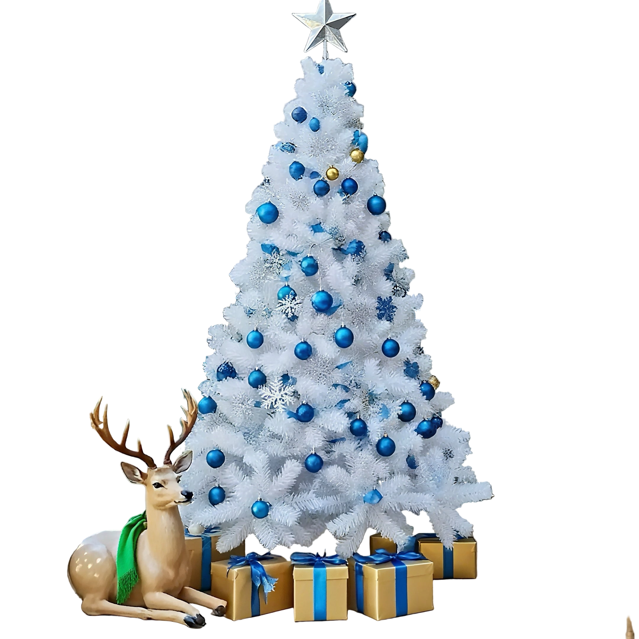 Zenora White Artificial Christmas Tree with Metal Stand