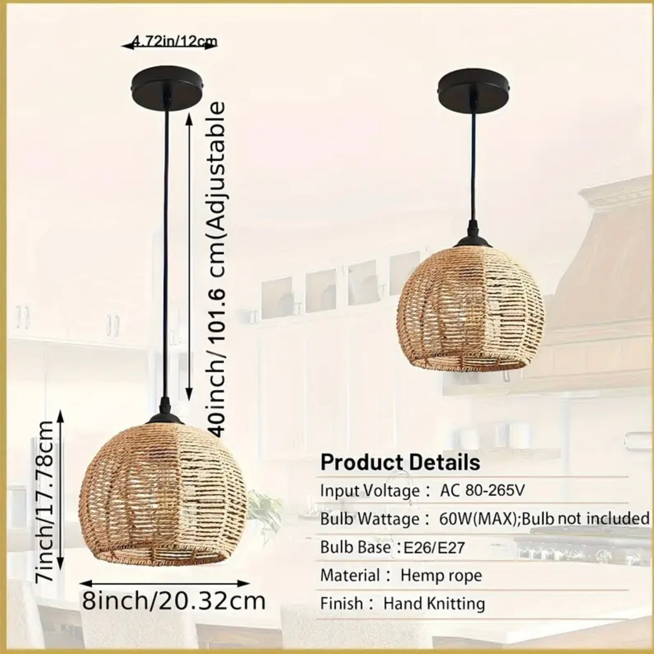 Zenora 3-Pack Natural Wicker Boho Pendant Light Set